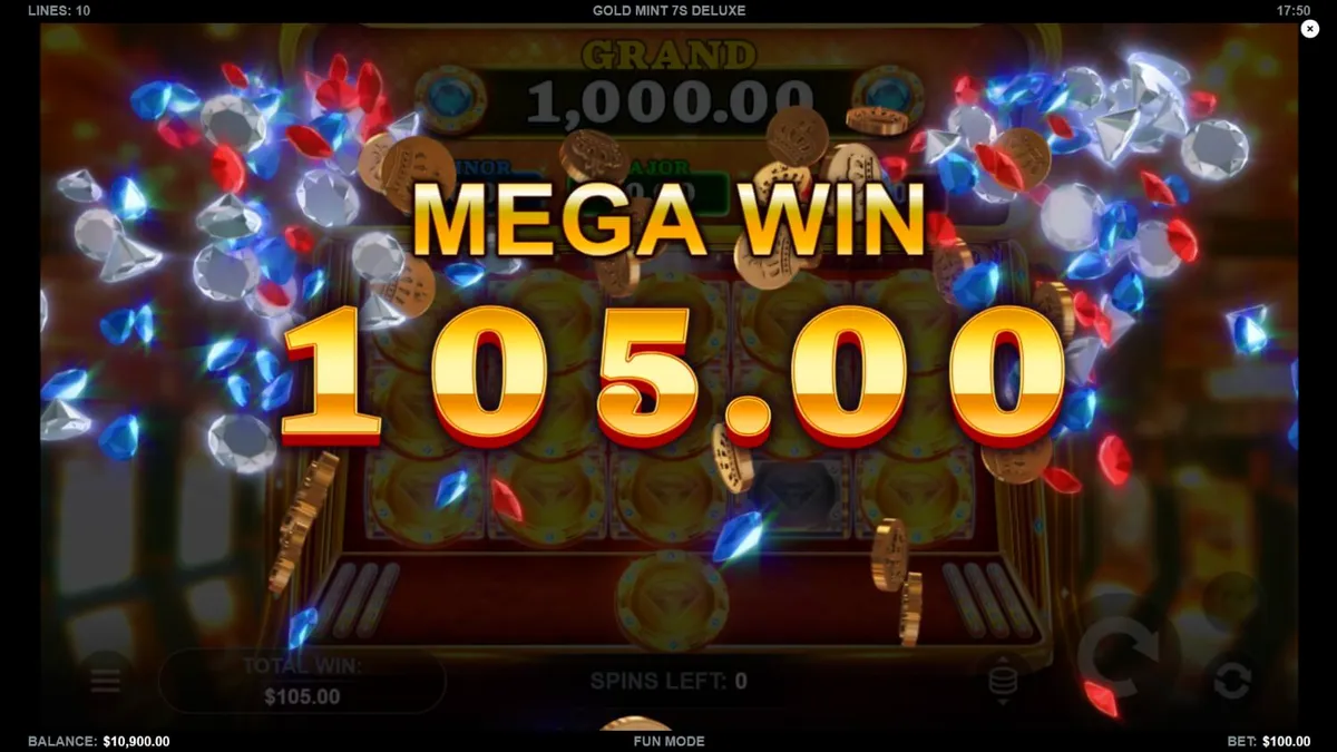 Tampilan visual slot Gold Mint 7s Deluxe yang mewah dengan simbol emas dan permata.